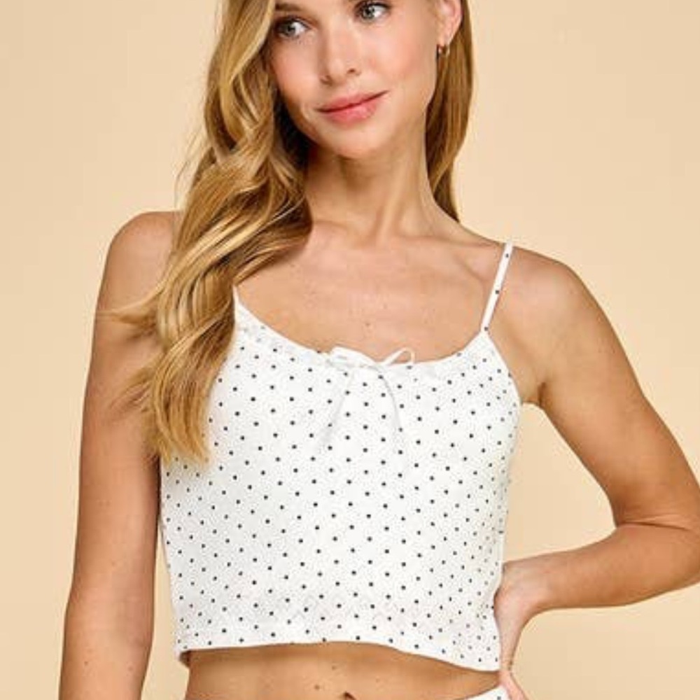 White Polka Dot Crop Top